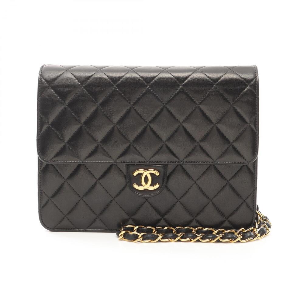 Chanel Matelasse Shoulder Bag Lambskin Sheepskin Black